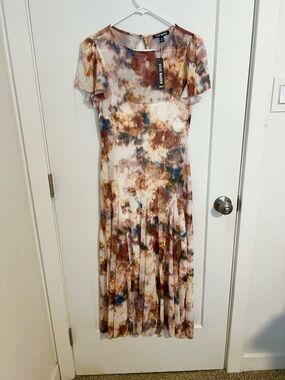 NWT Steve Madden Cream, Rust & Blue Tie-Dye Maxi Dress